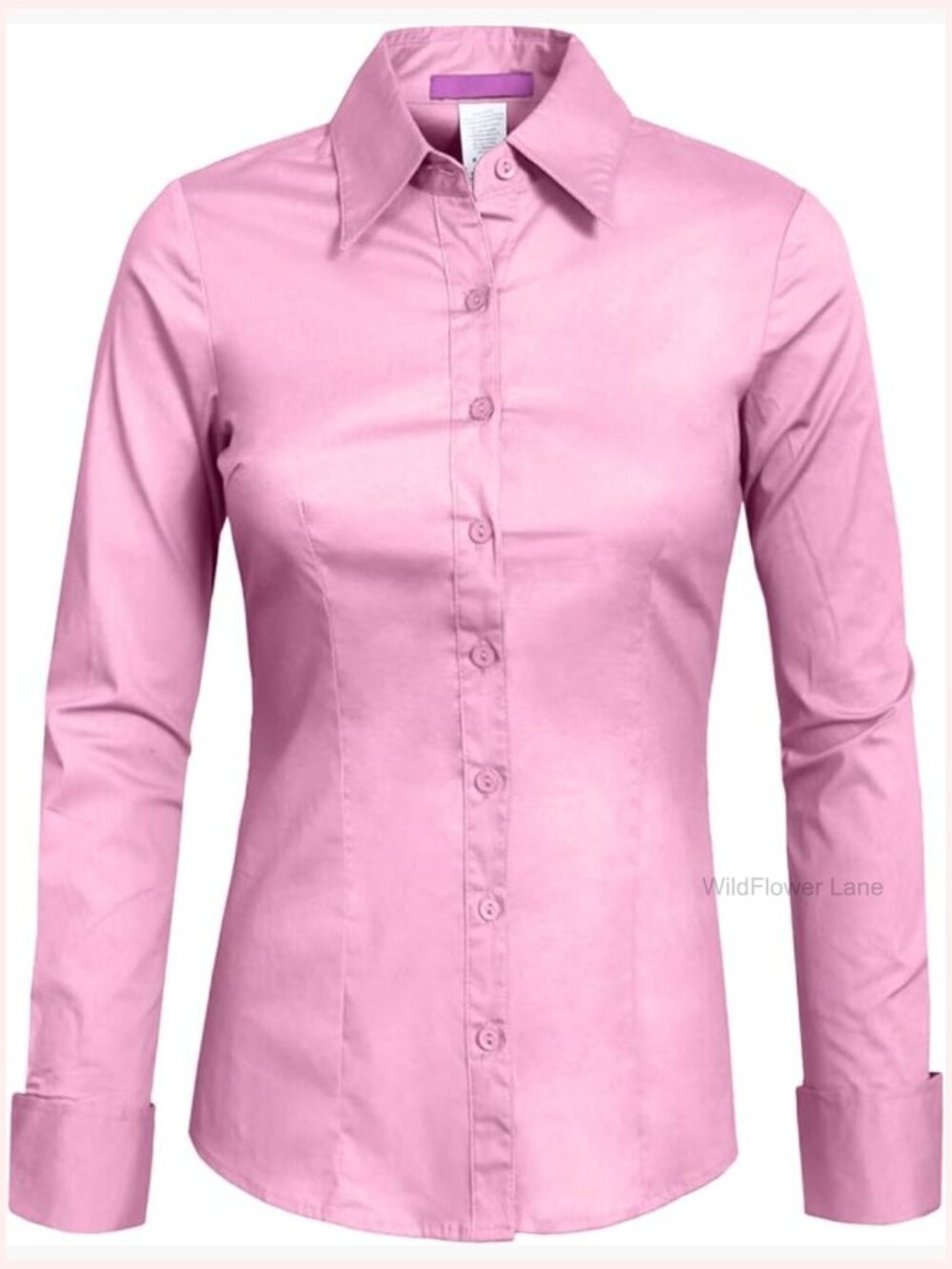Women's button down shirt, long sleeve, solid, work office daily top
